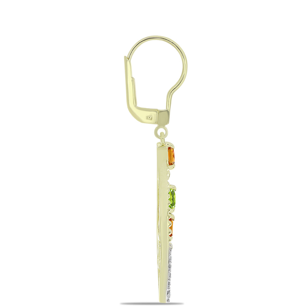 Pozlátené Strieborné Náušnice s Dúhovým Zafírom a Bielym Topásom 2 