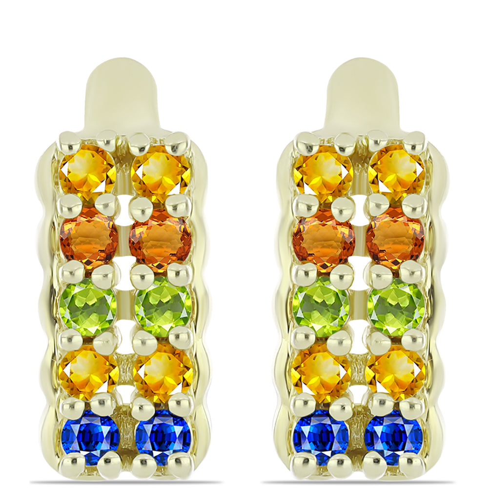 Pozlátené Strieborné Náušnice s Dúhovým Zafírom 1 