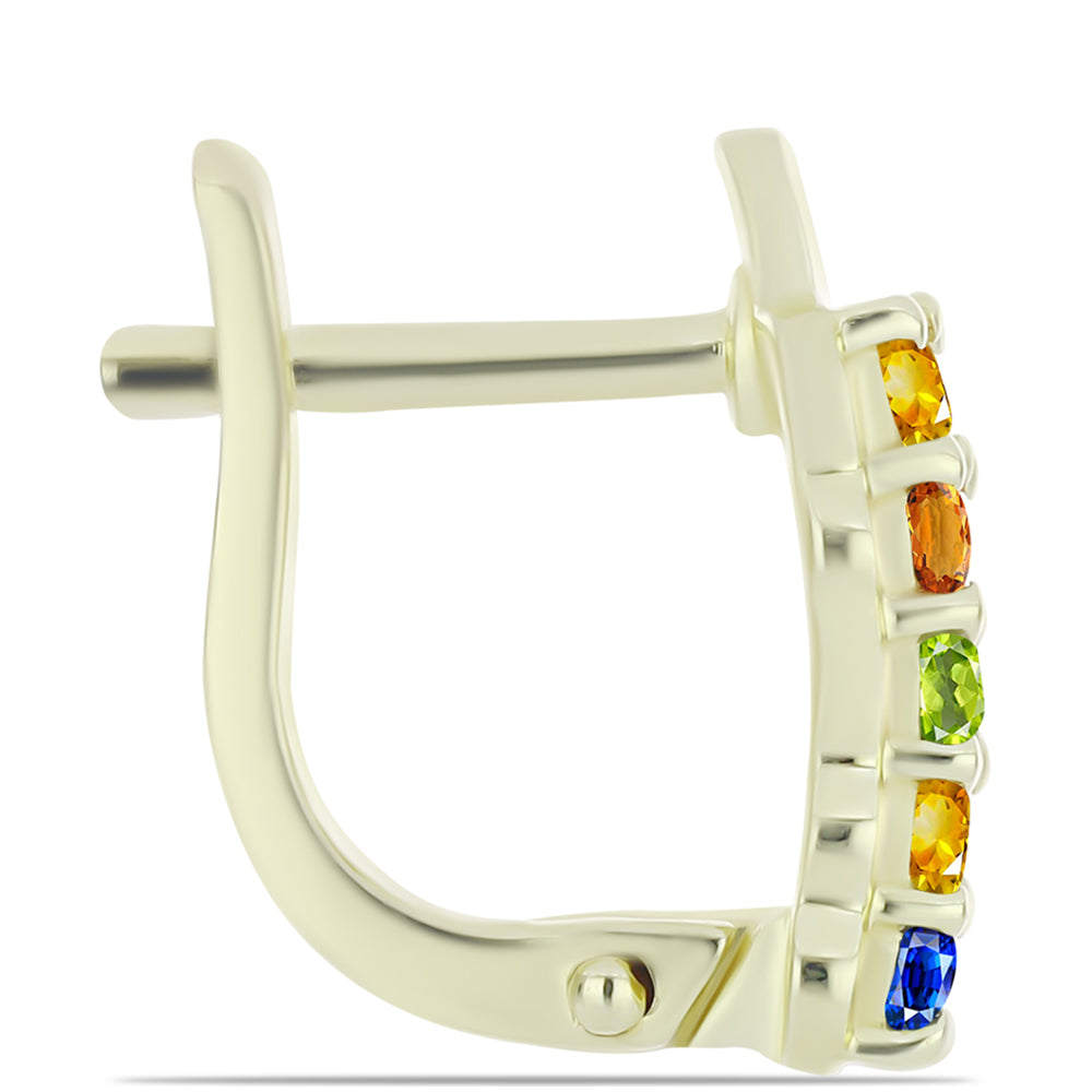 Pozlátené Strieborné Náušnice s Dúhovým Zafírom 2 