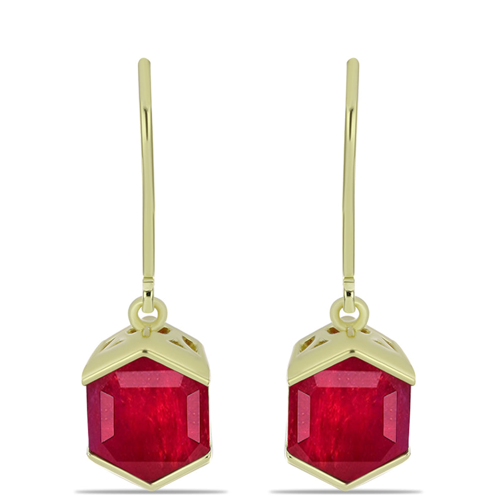 Pozlátené Strieborné Náušnice s Madagaskarským Rubínom
