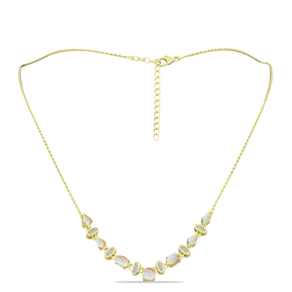 Pozlátený Strieborný Náhrdelník s Etiópskym Opálom z Lega Dembi a Bielym Topásom 1 