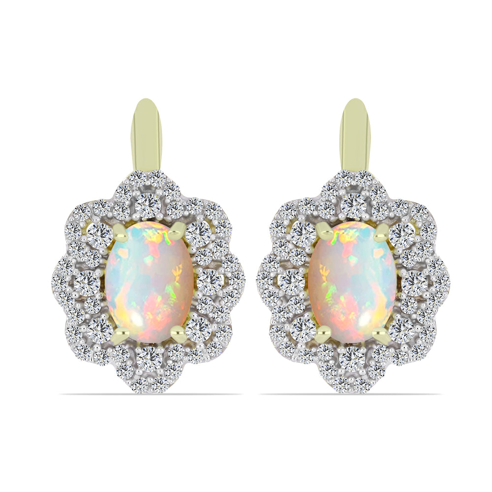 Pozlátené Strieborné Náušnice s Etiópskym Opálom z Lega Dembi a Bielym Topásom 1 