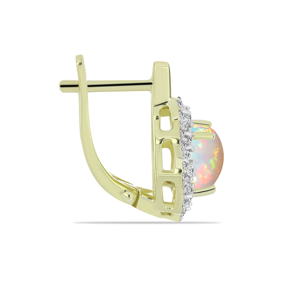 Pozlátené Strieborné Náušnice s Etiópskym Opálom z Lega Dembi a Bielym Topásom 2 