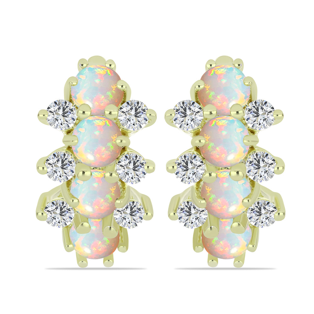 Pozlátené Strieborné Náušnice s Etiópskym Opálom z Lega Dembi a Bielym Topásom