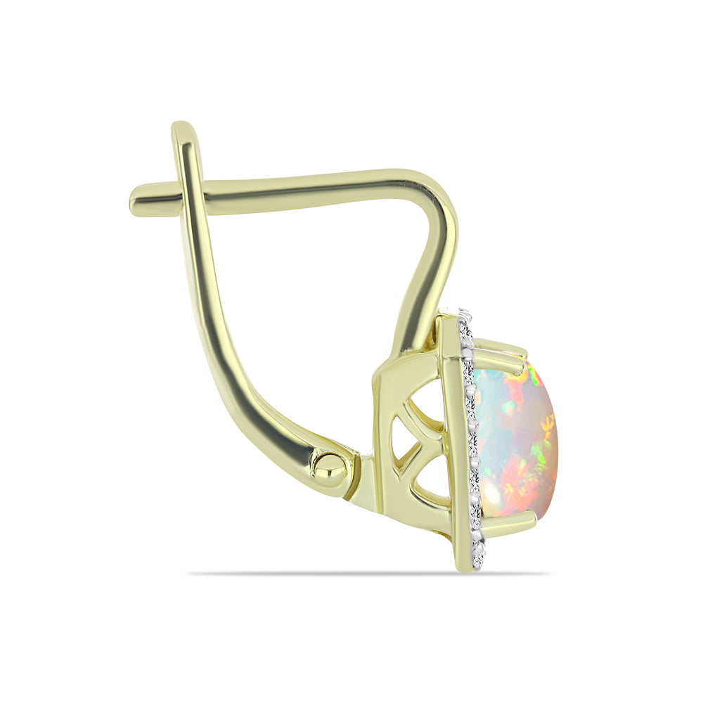 Pozlátené Strieborné Náušnice s Etiópskym Opálom z Lega Dembi a Bielym Topásom 2 