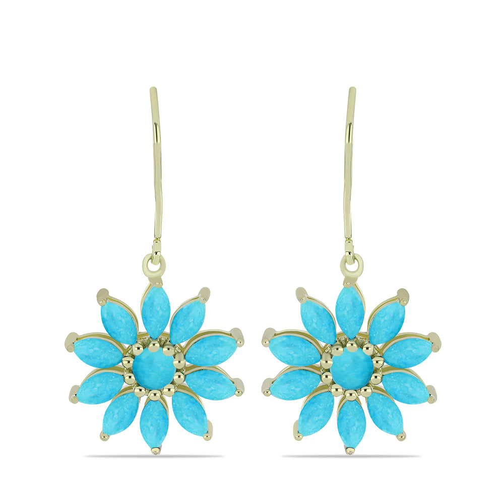 Pozlátené Strieborné Náušnice s so Sleeping Beauty Tyrkysom 1 