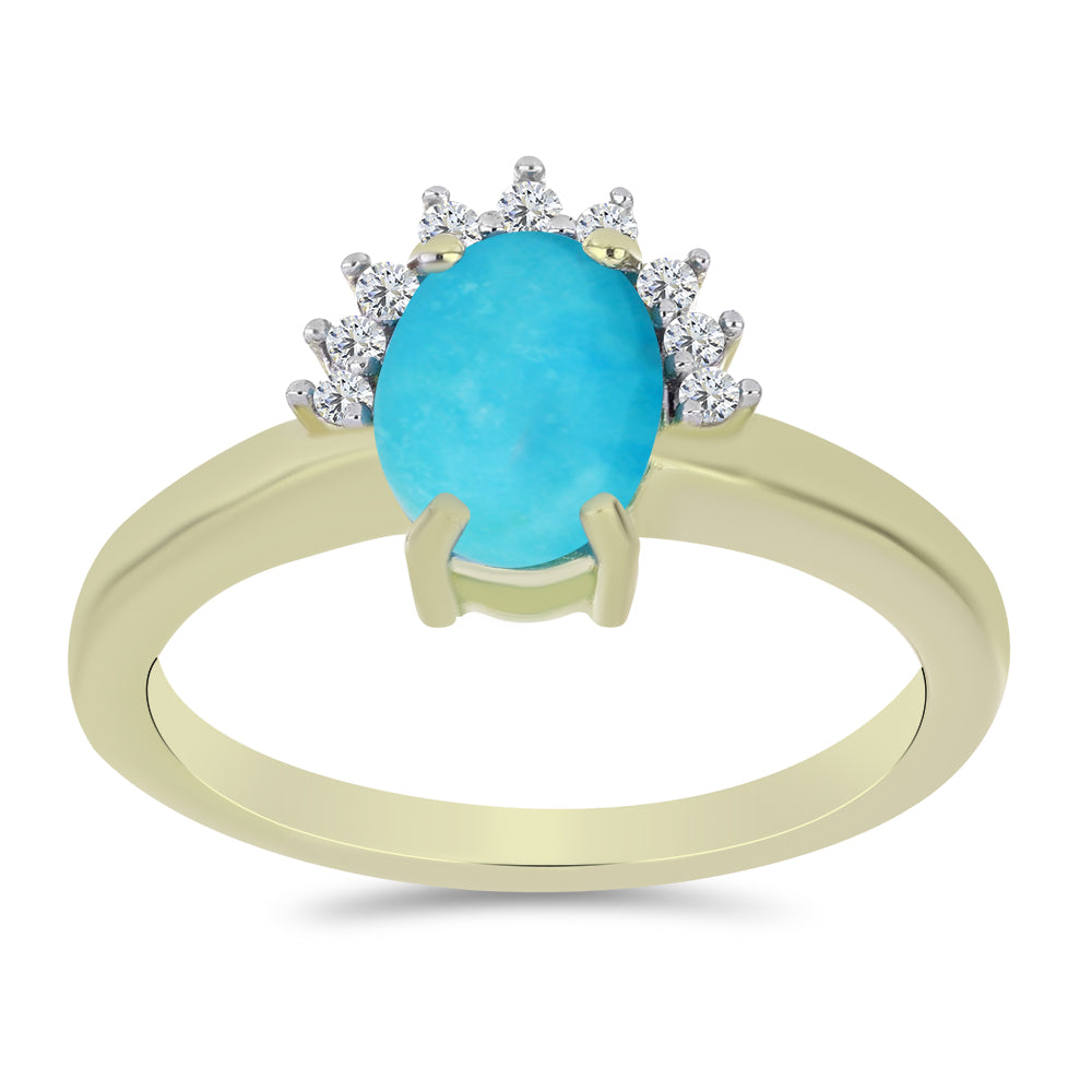 Pozlátený Strieborný Prsteň s so Sleeping Beauty Tyrkysom a Bielym Topásom