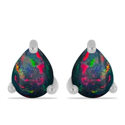 Strieborné Náušnice s Polnočne Čiernym Etiópskym Opálom z Lega Dembi