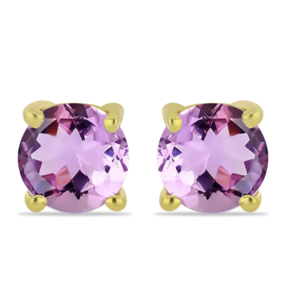 Pozlátené Strieborné Náušnice s Rose De France Ametystom 1 