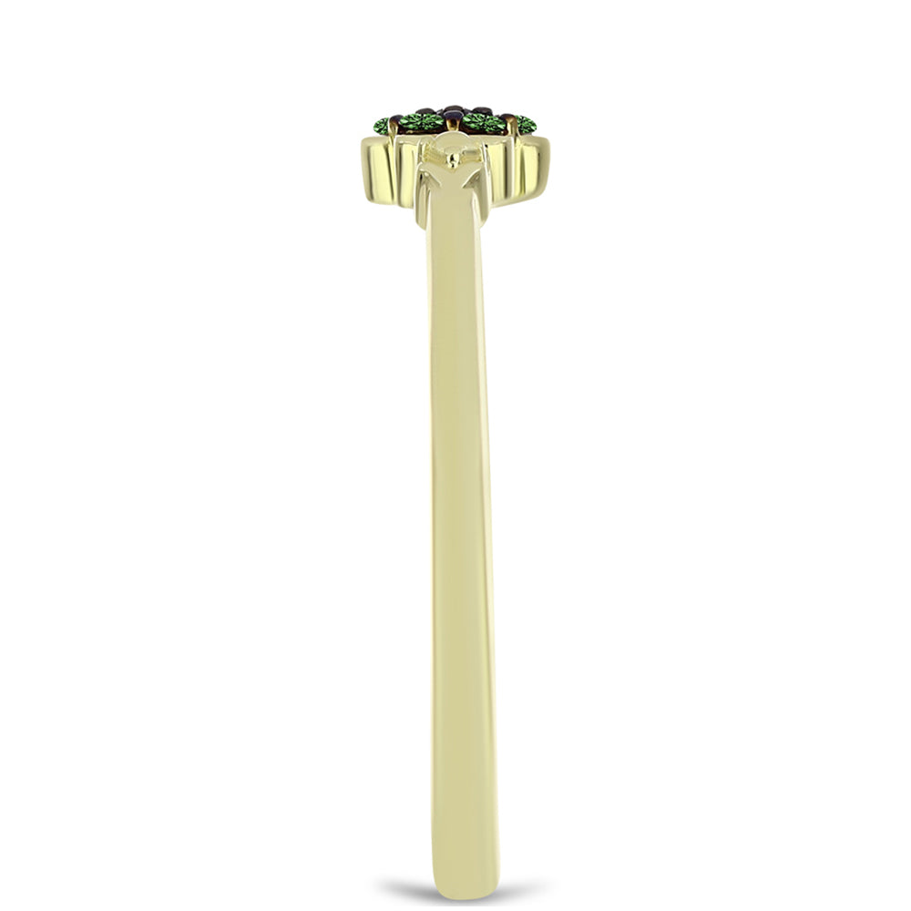 Pozlátený Strieborný Prsteň s so Zeleným Diamantom 4 