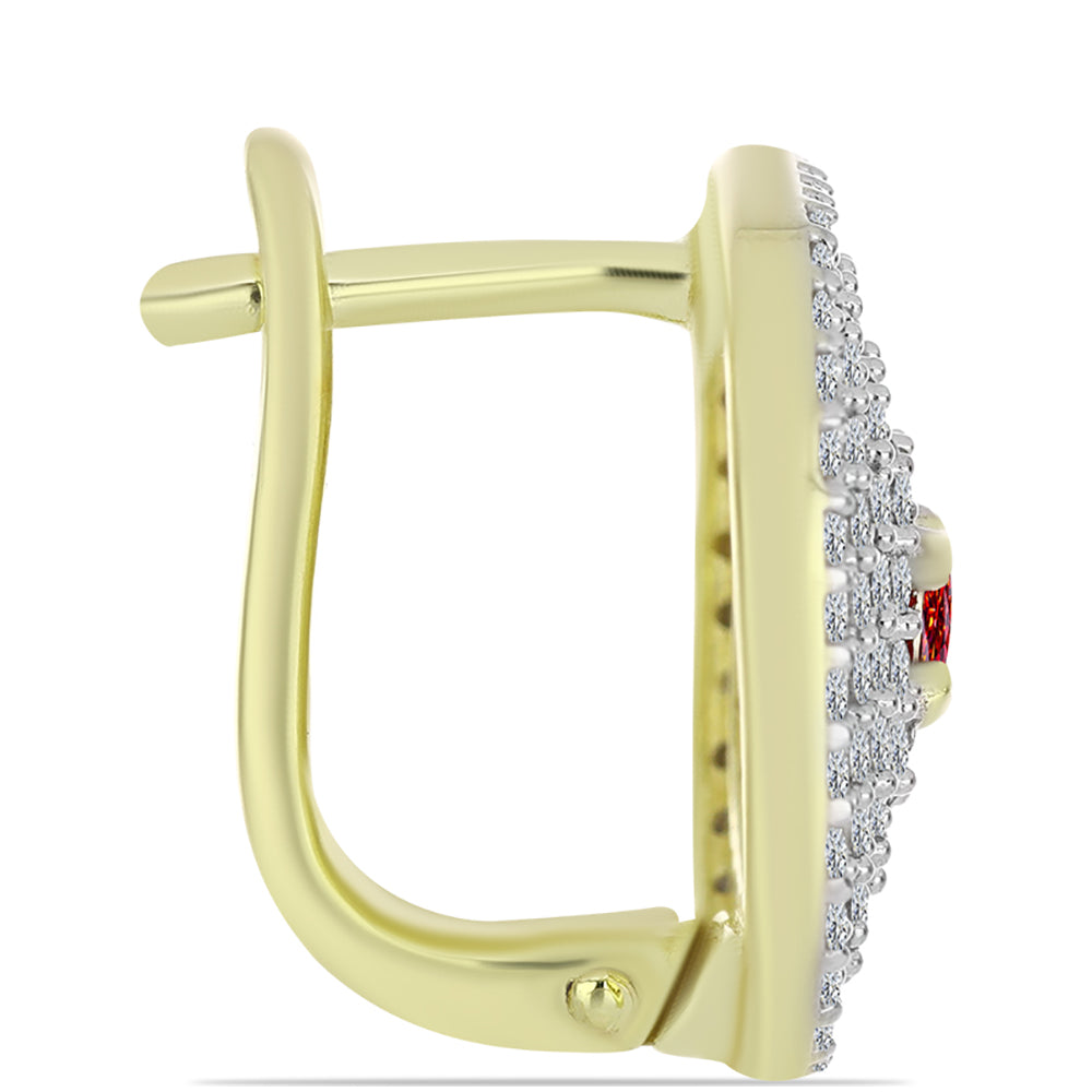 Pozlátené Strieborné Náušnice s Majestátnym červeným moissanitom a Bielym Topásom 2 