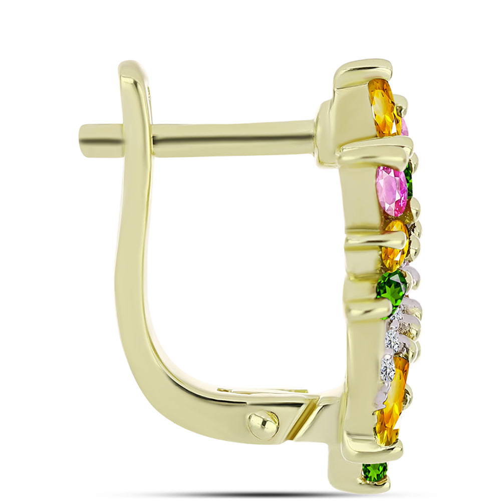 Pozlátené Strieborné Náušnice s Chakra Turmalínom a Bielym Topásom 2 