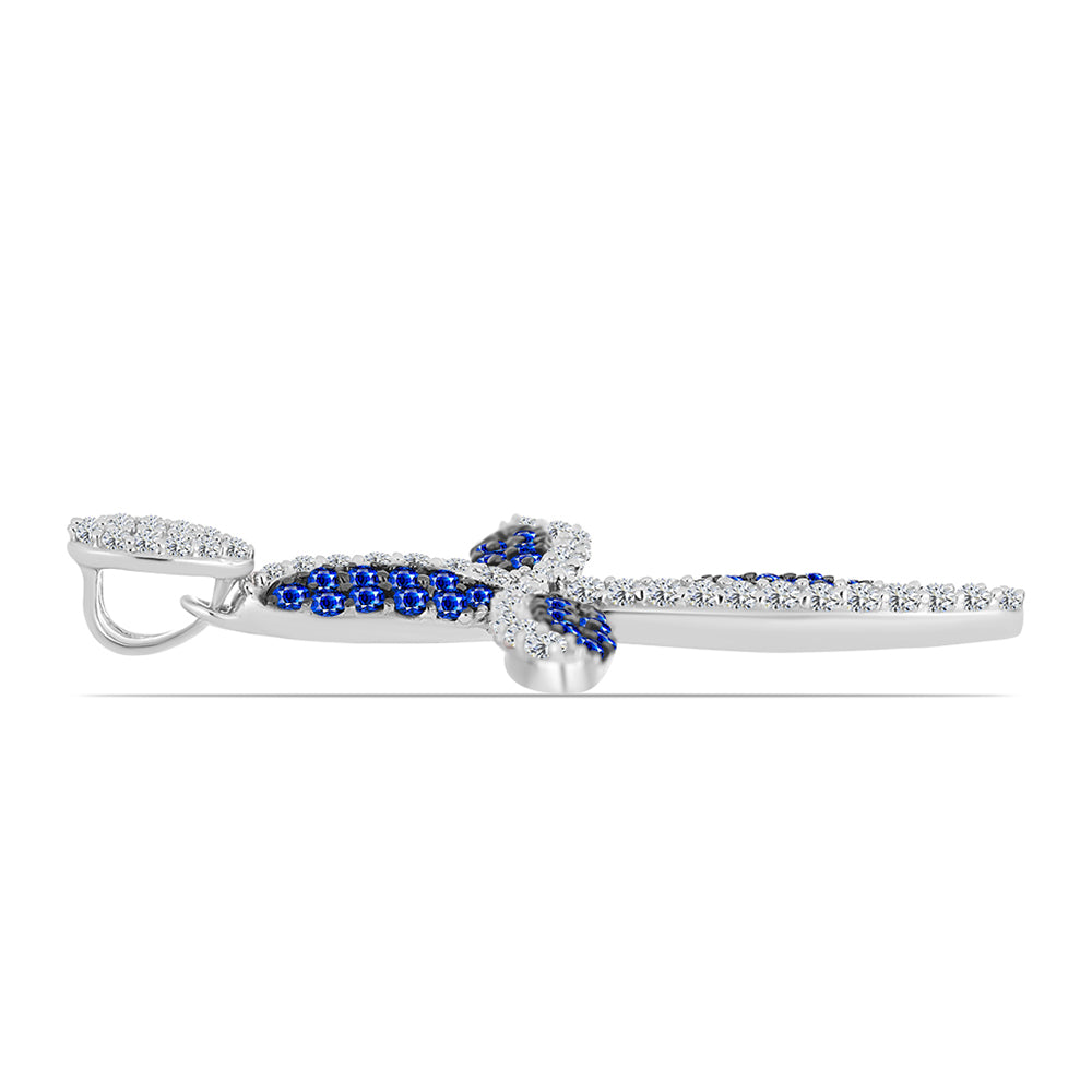 Kríž Strieborný Prívesok s Austrálskym Modrým Zafírom a Bielym Topásom 2 