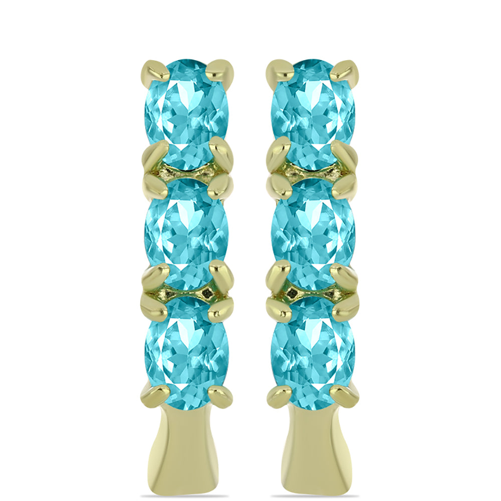 Pozlátené Strieborné Náušnice s Paraiba Kremeňom