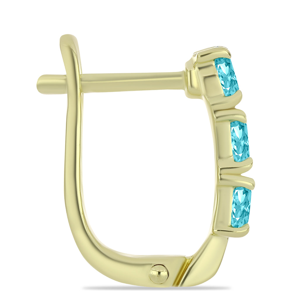 Pozlátené Strieborné Náušnice s Paraiba Kremeňom