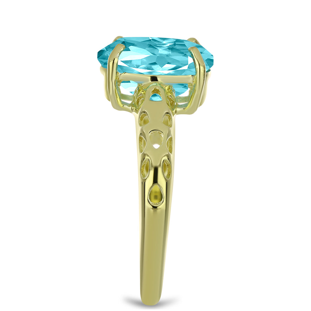 Pozlátený Strieborný Prsteň s Paraiba Kremeňom 8 