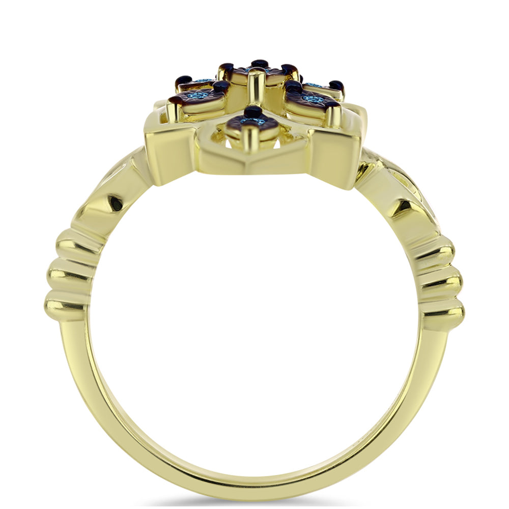 Pozlátený Strieborný Prsteň s Modrým tancujúcim diamantom 2 