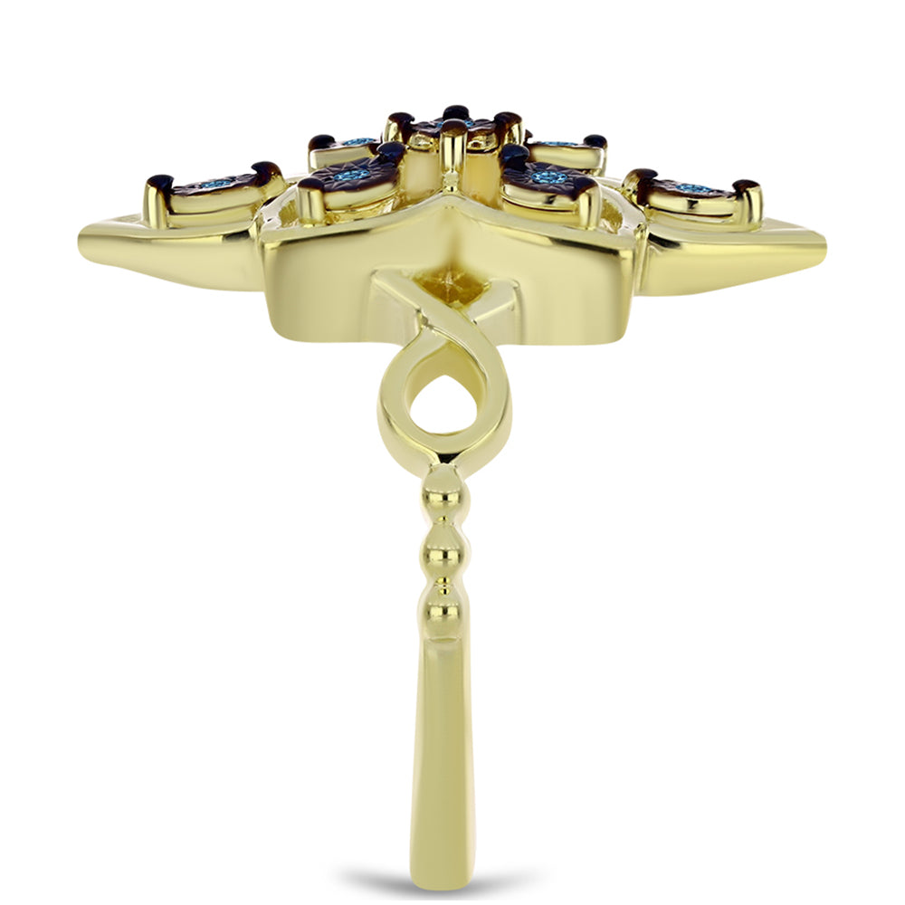 Pozlátený Strieborný Prsteň s Modrým tancujúcim diamantom 4 