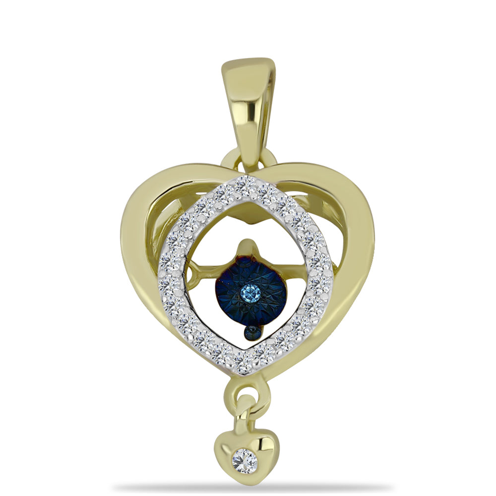 Pozlátený Strieborný Prívesok s Modrým tancujúcim diamantom a Bielym Topásom 1 