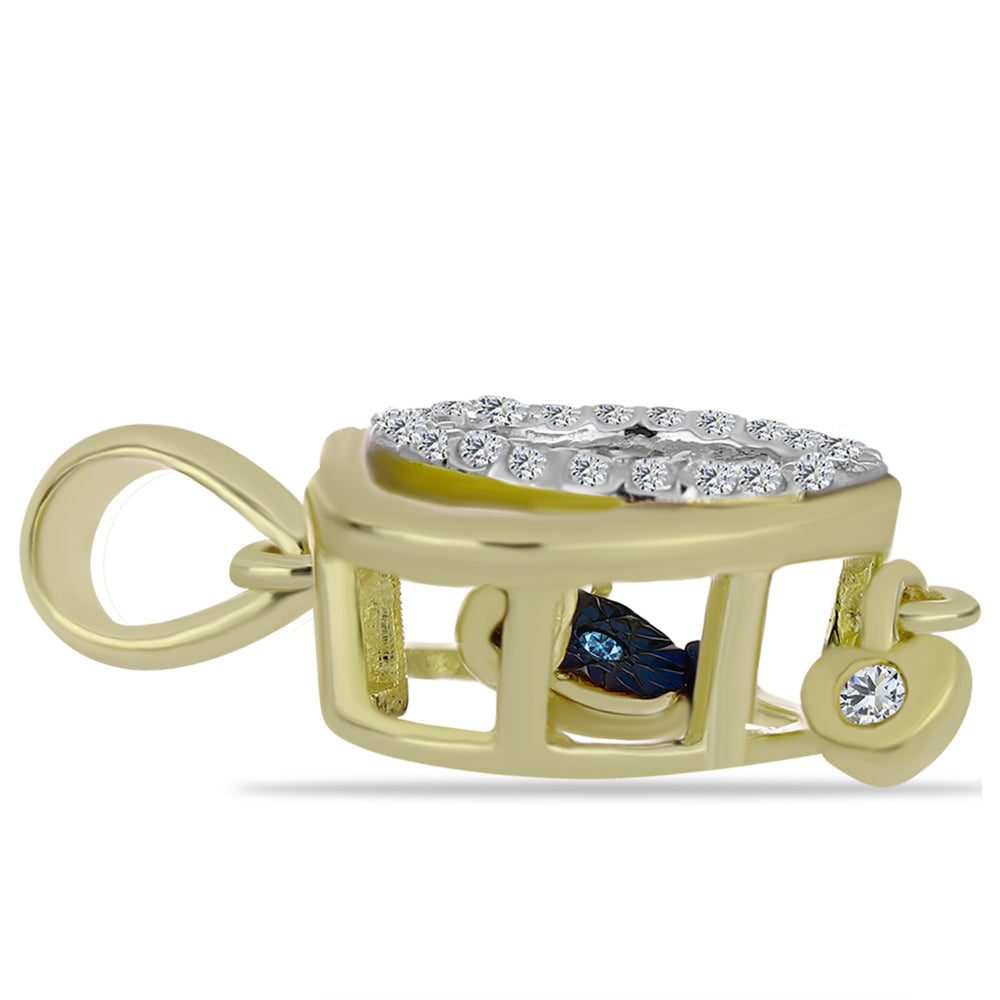 Pozlátený Strieborný Prívesok s Modrým tancujúcim diamantom a Bielym Topásom 2 