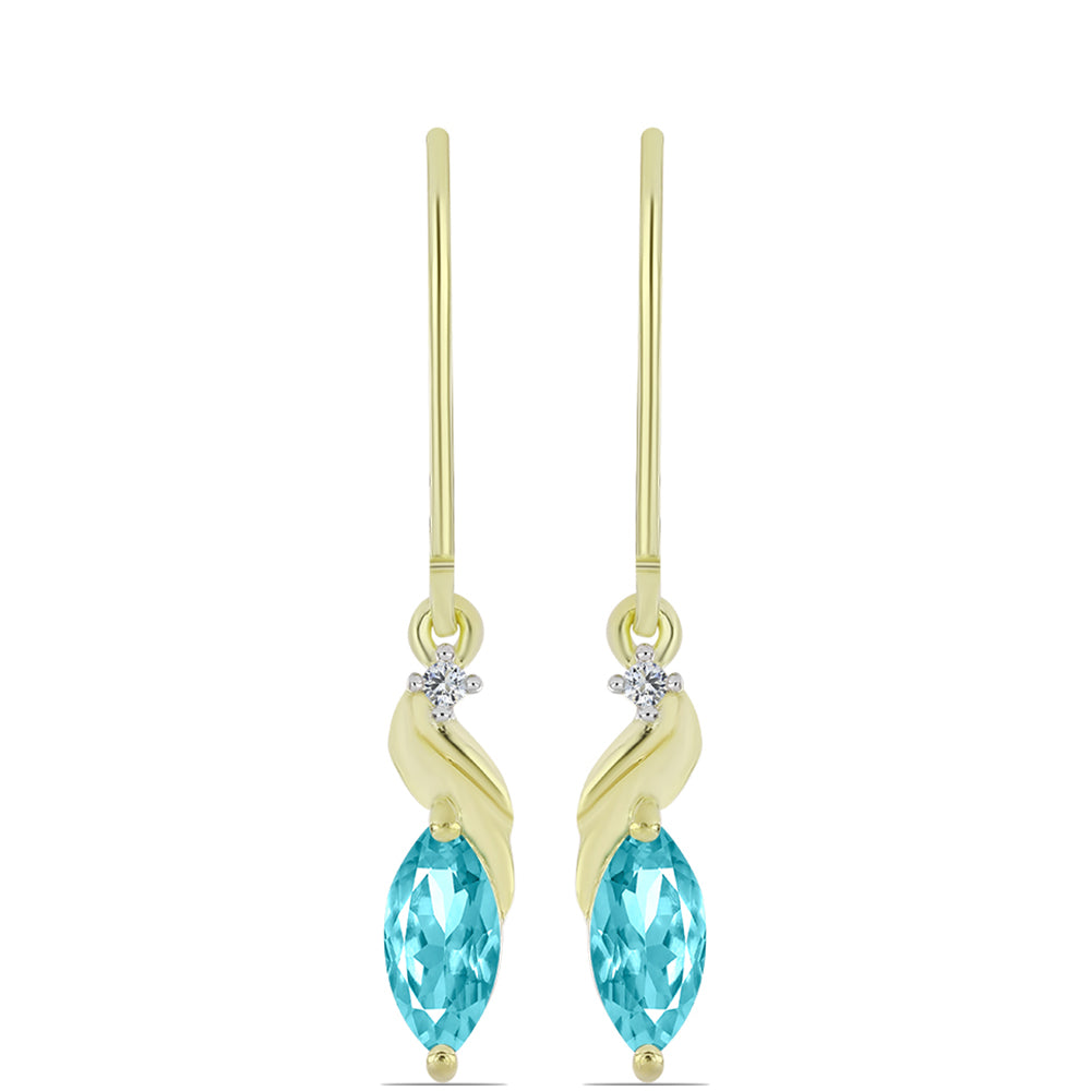 Pozlátené Strieborné Náušnice s Paraiba Kremeňom a Bielym Topásom