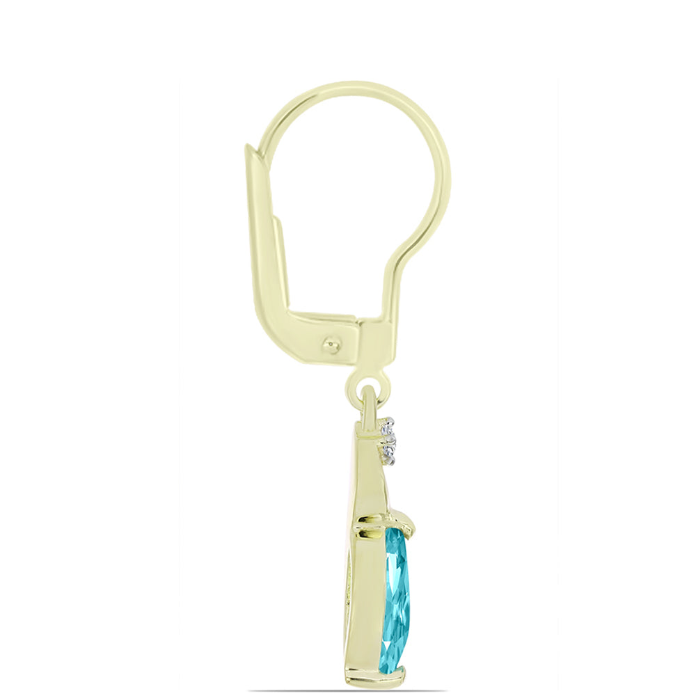 Pozlátené Strieborné Náušnice s Paraiba Kremeňom a Bielym Topásom 2 