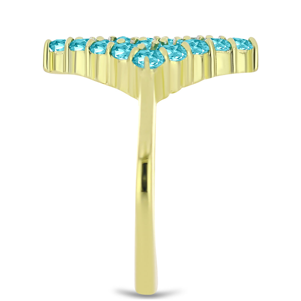 Pozlátený Strieborný Prsteň s Paraiba Kremeňom 4 