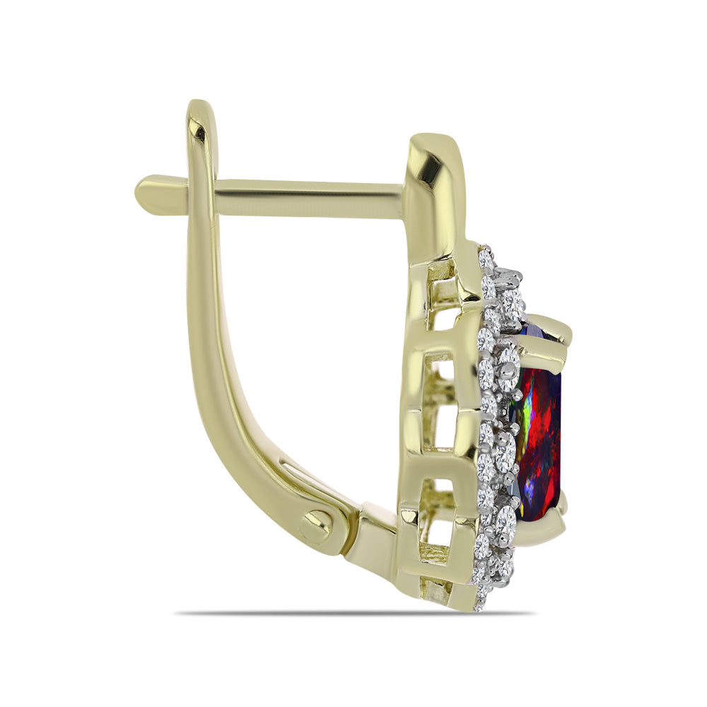 Pozlátené Strieborné Náušnice s Polnočne Čiernym Etiópskym Opálom z Lega Dembi a Bielym Topásom 2 