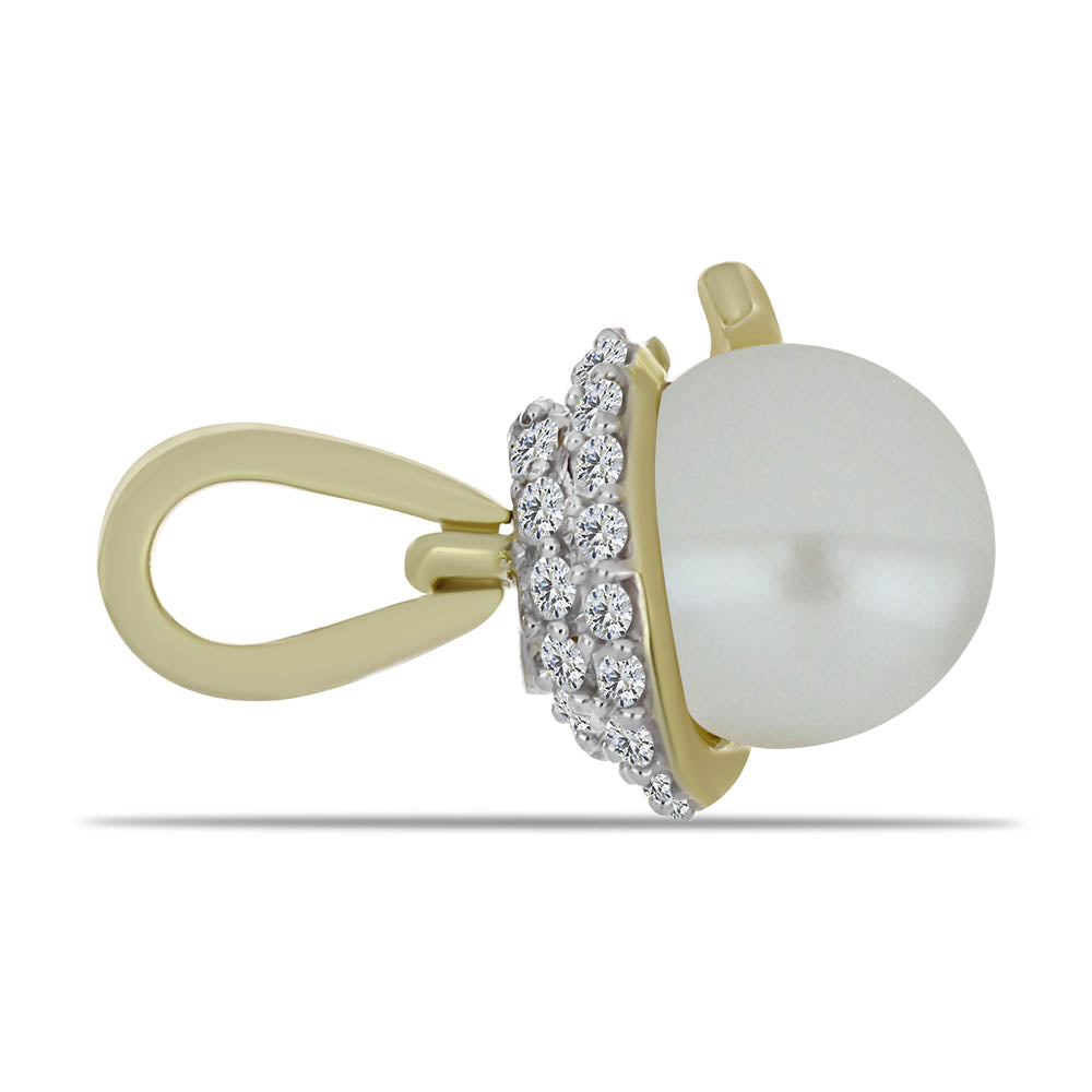 Pozlátený Strieborný Prívesok s Bielou Sladkovodnou Perlou a Bielym Topásom