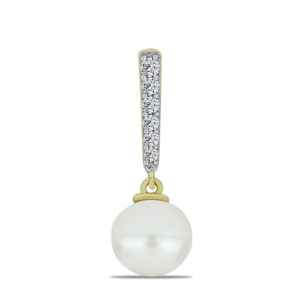 Pozlátený Strieborný Prívesok s Bielou Sladkovodnou Perlou a Bielym Topásom 1 