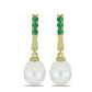 Pozlátené Strieborné Náušnice s Bielou Sladkovodnou Perlou a Brazílskym Smaragdom