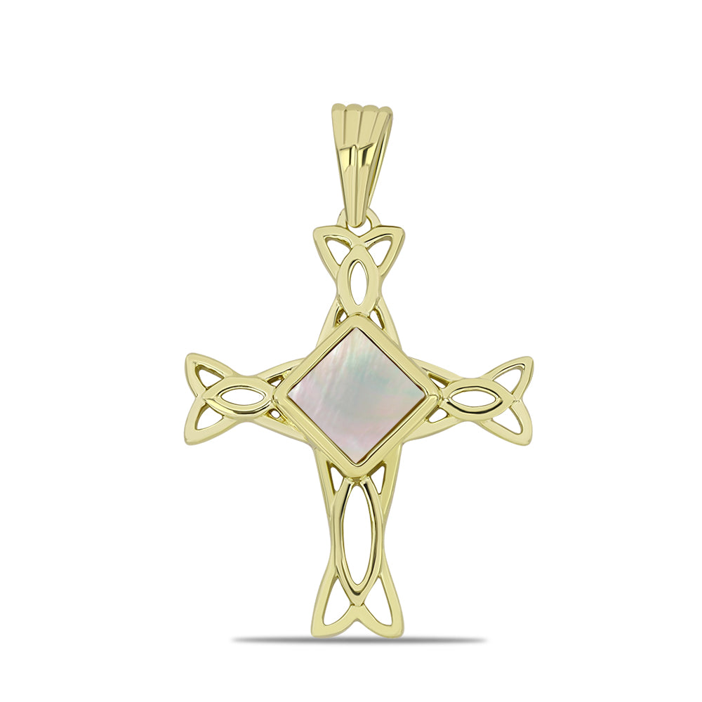 Kríž Pozlátený Strieborný Prívesok s Lastúrou 1 