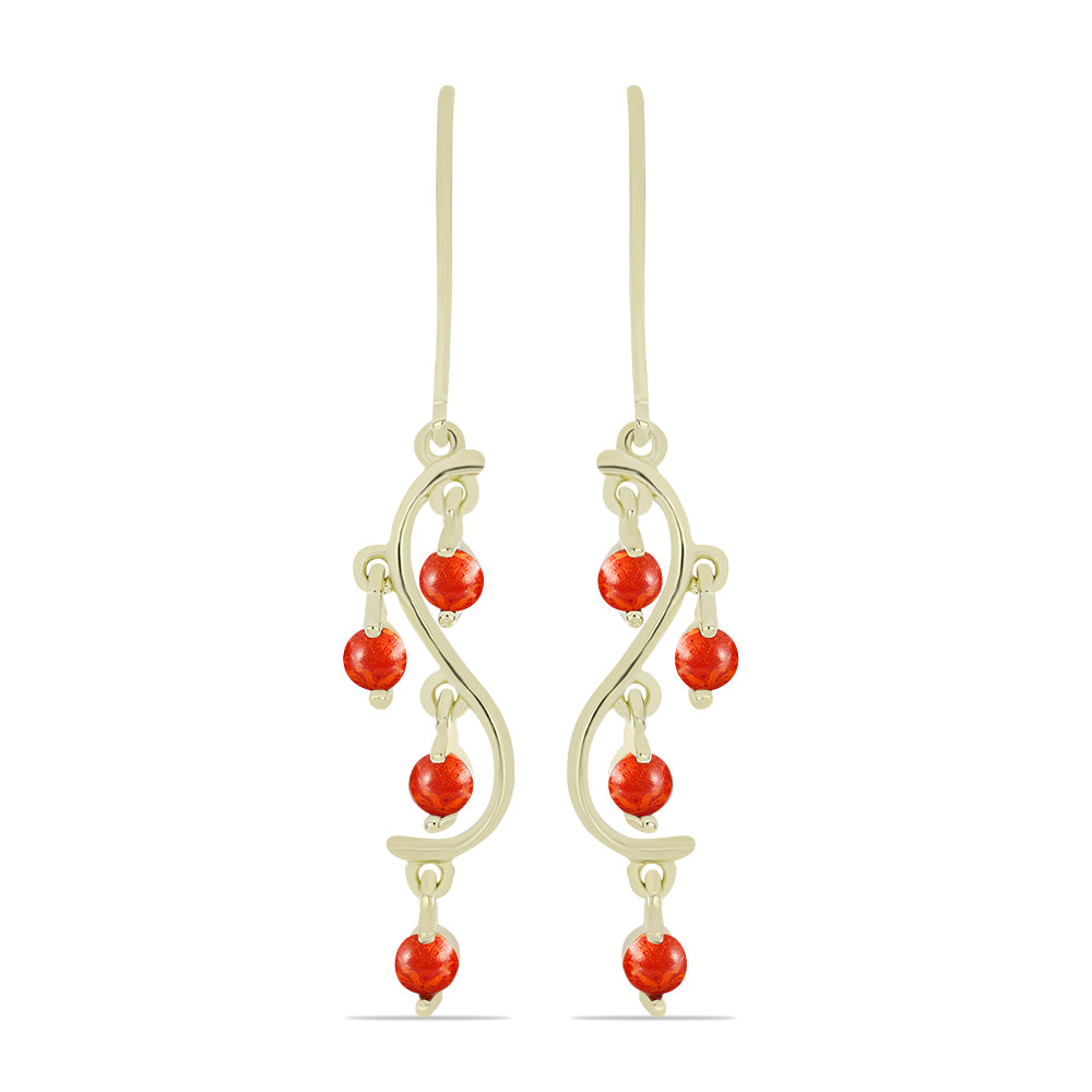 Pozlátené Strieborné Náušnice s Červeným Hubovitým Koralom