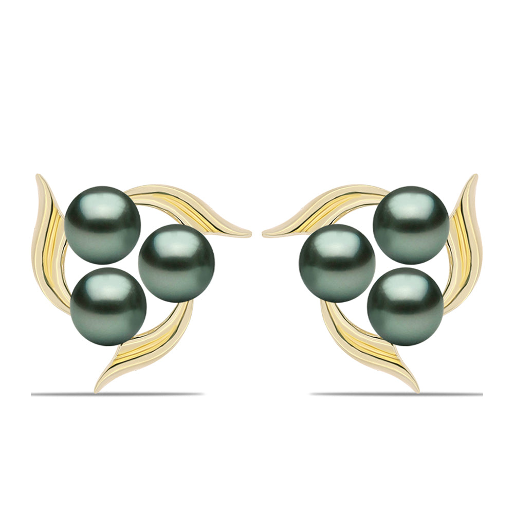 Pozlátené Strieborné Náušnice s so Sladkovodnou perlou v podobe Tahitskej zelenej ilúzie 1 