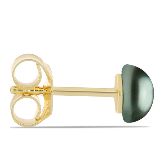 Pozlátené Strieborné Náušnice s so Sladkovodnou perlou v podobe Tahitskej zelenej ilúzie