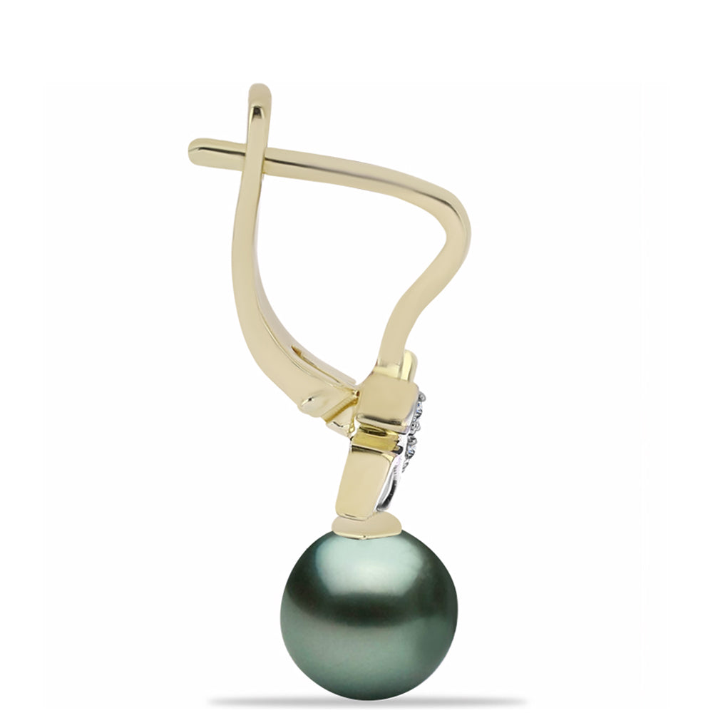 Pozlátené Strieborné Náušnice s so Sladkovodnou perlou v podobe Tahitskej zelenej ilúzie a Bielym Topásom 2 
