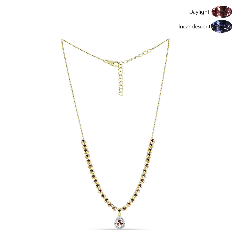 Pozlátený Strieborný Náhrdelník s Ivory Meňavým Granátom a Bielym Topásom 1 