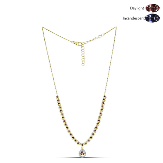 Pozlátený Strieborný Náhrdelník s Ivory Meňavým Granátom a Bielym Topásom