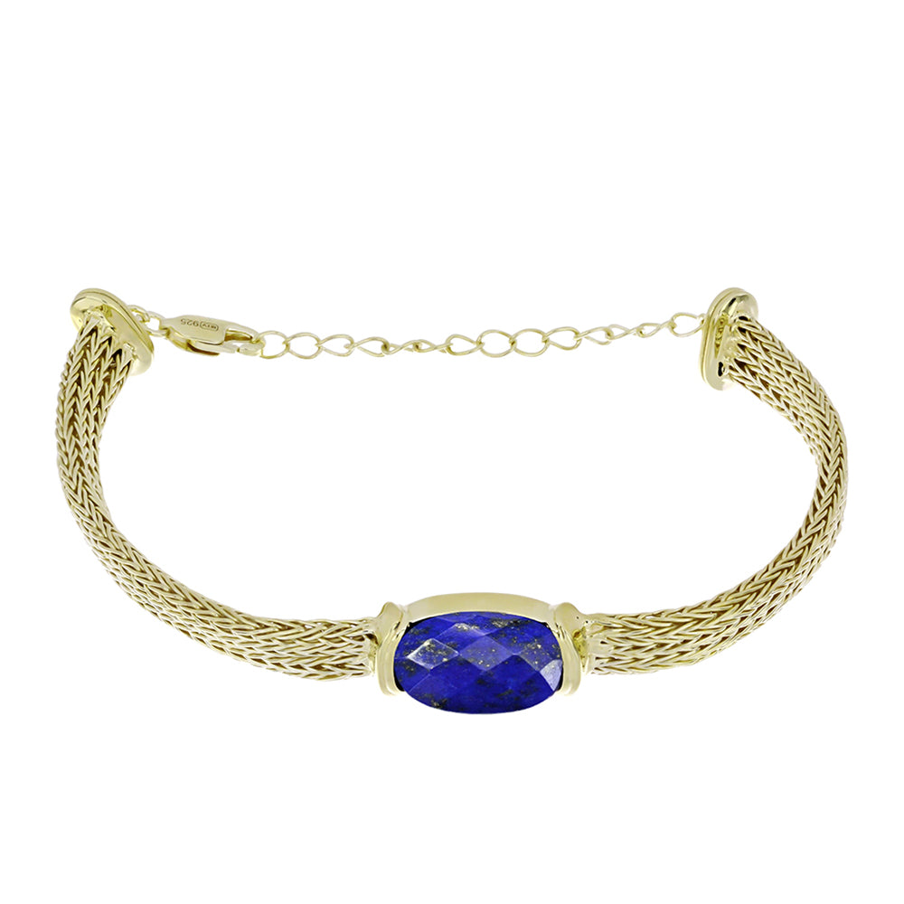 Pozlátený Strieborný Náramok s Lapisom Lazuli