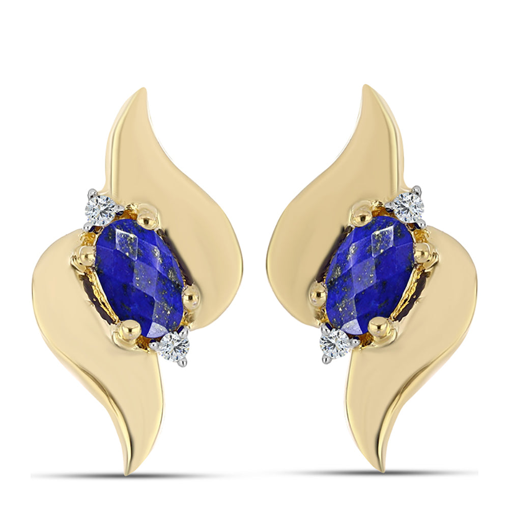 Pozlátené Strieborné Náušnice s Lapisom Lazuli a Bielym Topásom