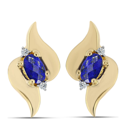 Pozlátené Strieborné Náušnice s Lapisom Lazuli a Bielym Topásom