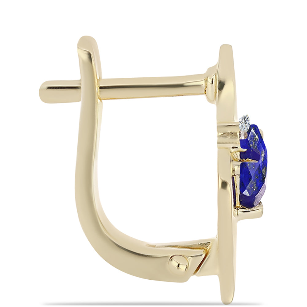 Pozlátené Strieborné Náušnice s Lapisom Lazuli a Bielym Topásom 2 