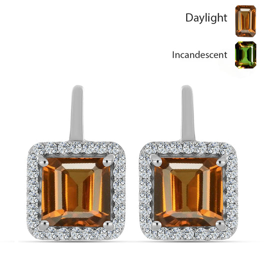 Strieborné Náušnice s Certifikovaný Anatólskym zultanitom pestovaný v laboratóriu a Bielym Topásom