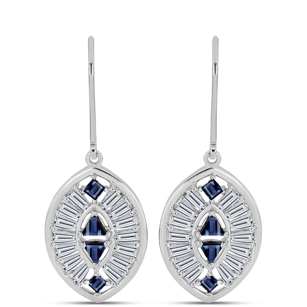 Strieborné Náušnice s "Cisársky fialový" moissanitom a Bielym Zirkónom