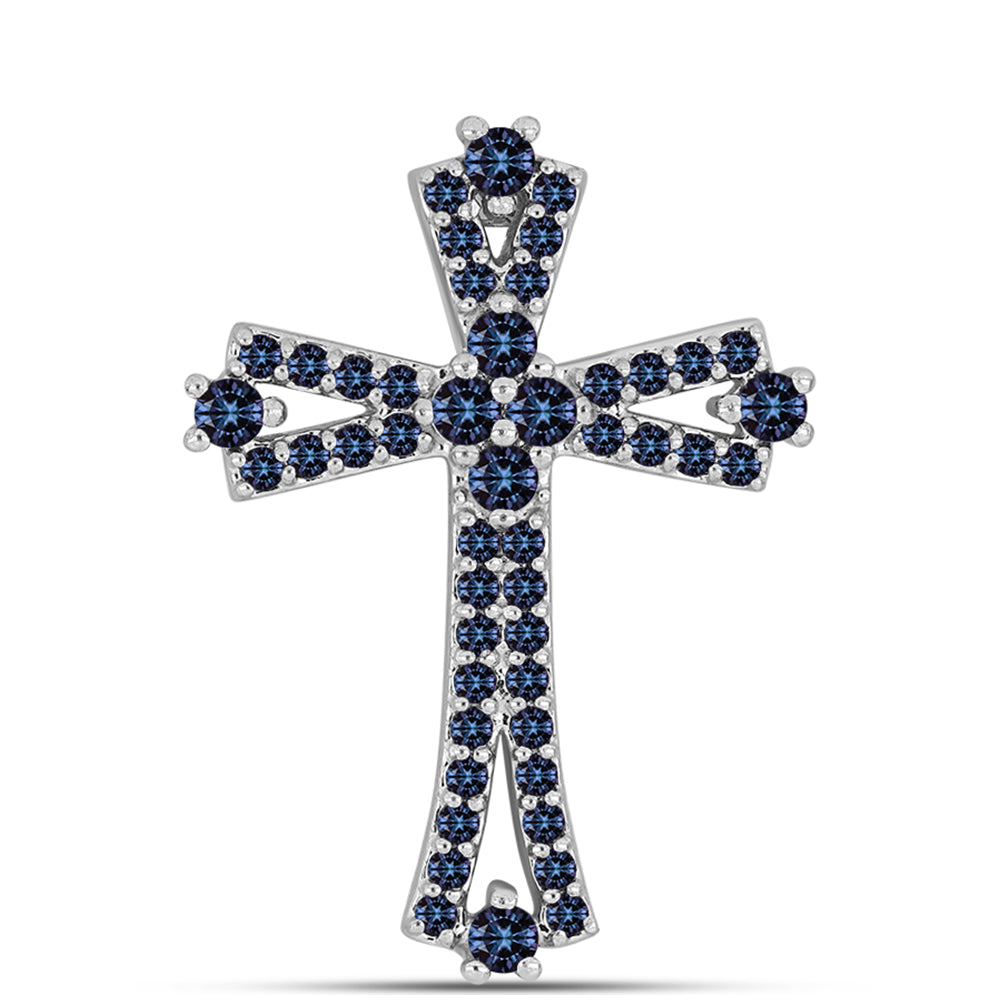 Kríž Strieborný Prívesok s "Cisársky fialový" moissanitom 1 