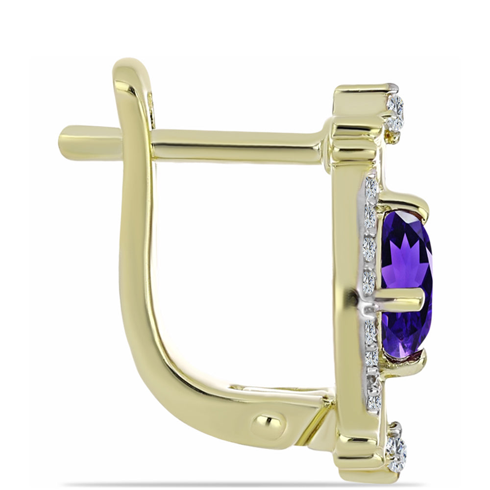 Pozlátené Strieborné Náušnice s Marockým Ametystom a Bielym Topásom 2 