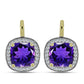 Pozlátené Strieborné Náušnice s Marockým Ametystom a Bielym Topásom