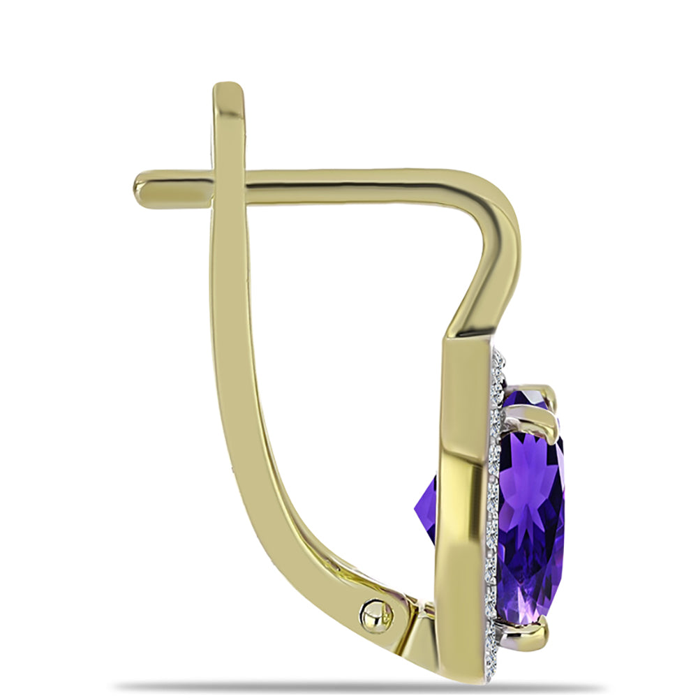 Pozlátené Strieborné Náušnice s Marockým Ametystom a Bielym Topásom 2 