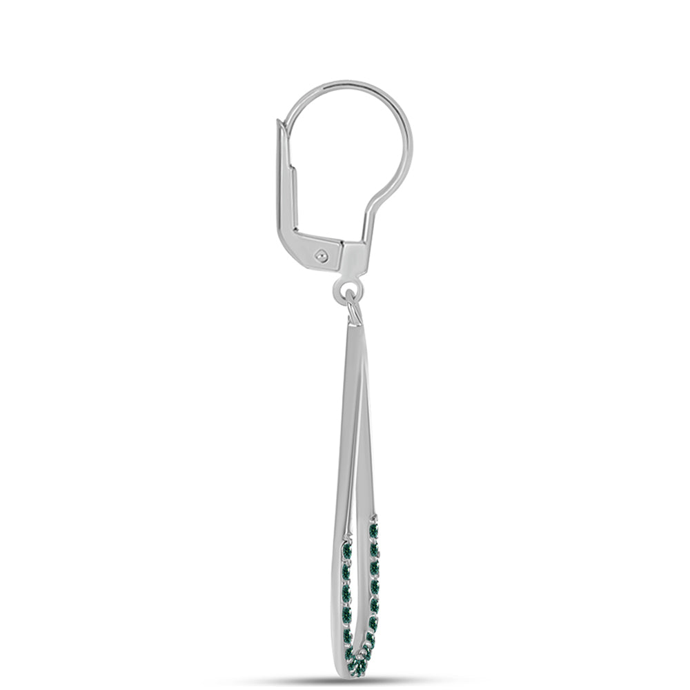 Strieborné Náušnice s Zelenkavý morsky modrý Moissanitom 2 