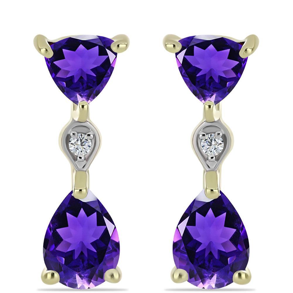 Pozlátené Strieborné Náušnice s Marockým Ametystom a Bielym Topásom 1 